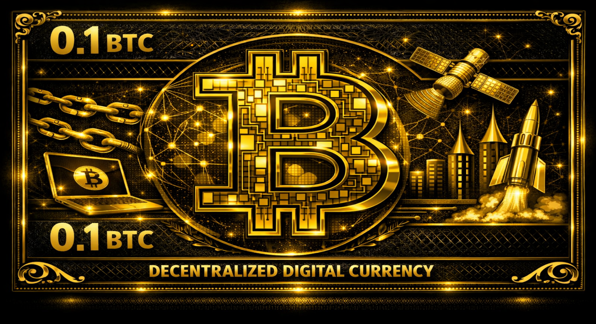 R ckseite des Null-Euro-Scheins: 0.1 BTC Schein