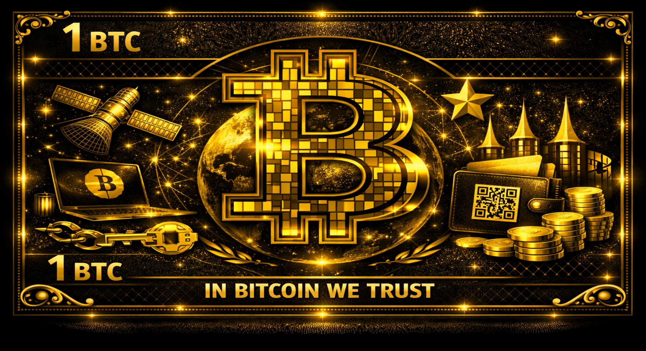 R ckseite des Null-Euro-Scheins: 1 BTC Schein