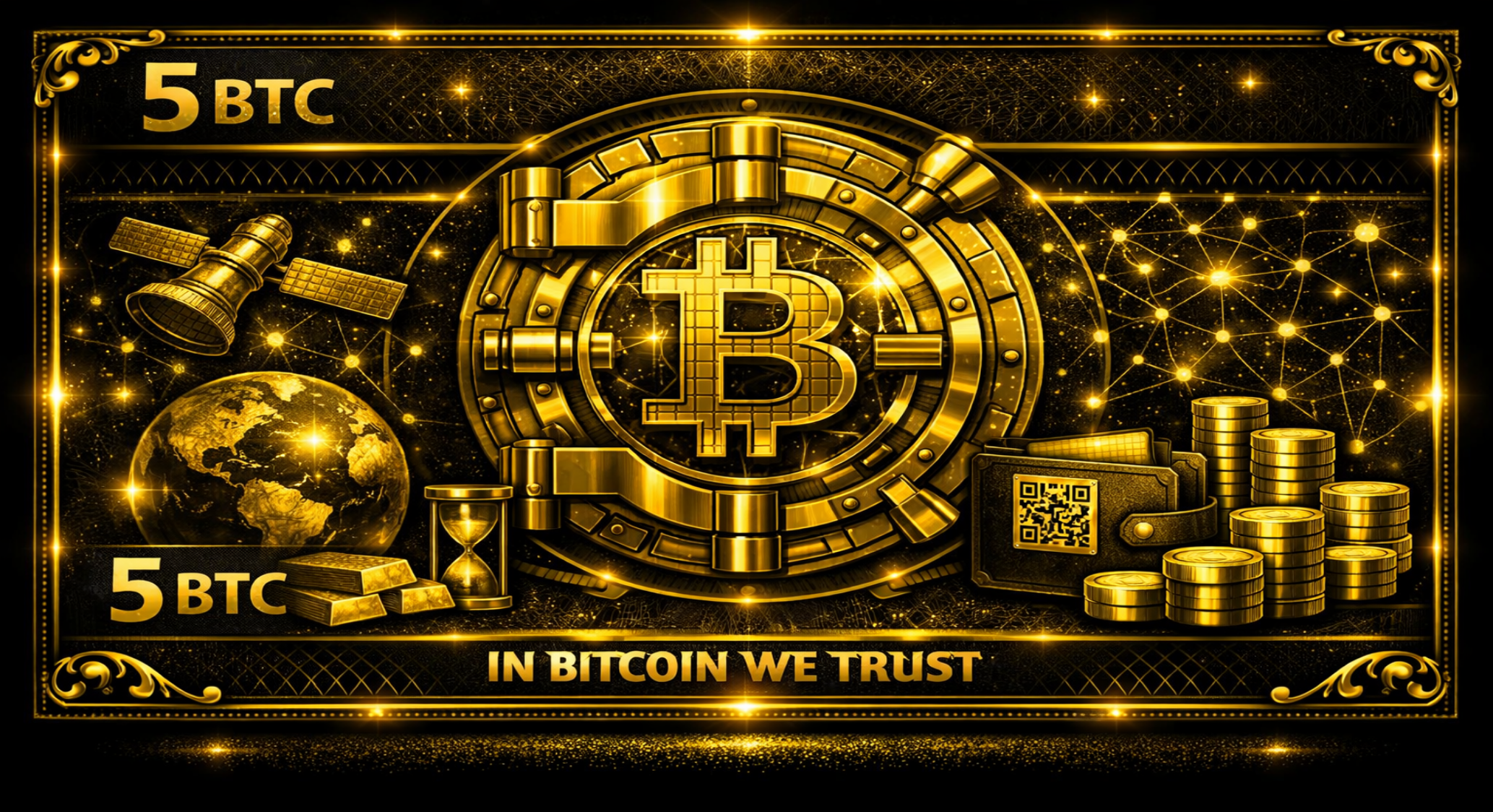R ckseite des Null-Euro-Scheins: 5 BTC Schein