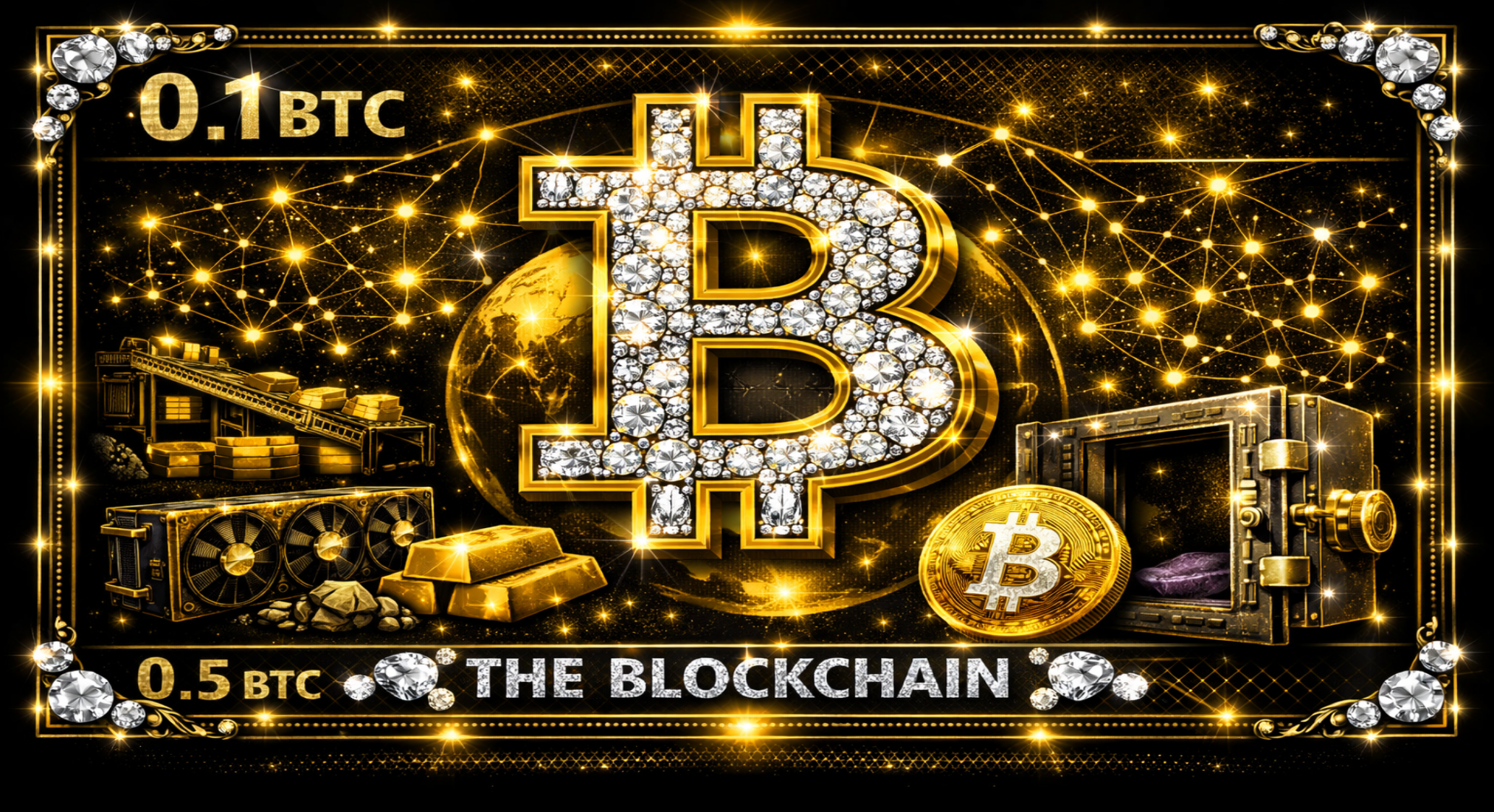 Vorderseite des Null-Euro-Scheins: 0.1 BTC Schein