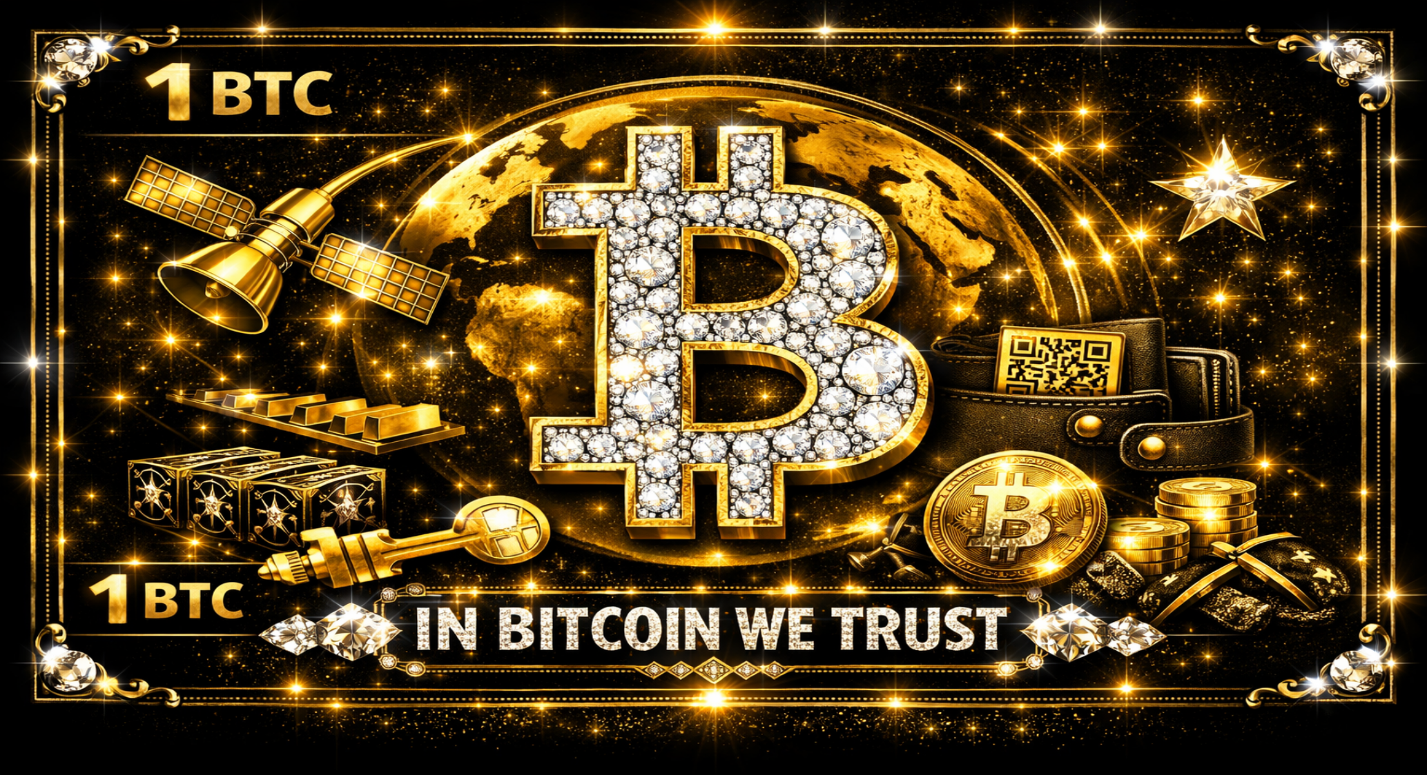 Vorderseite des Null-Euro-Scheins: 1 BTC Schein