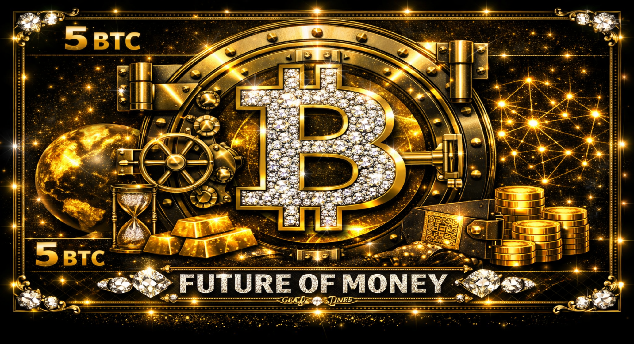 Vorderseite des Null-Euro-Scheins: 5 BTC Schein