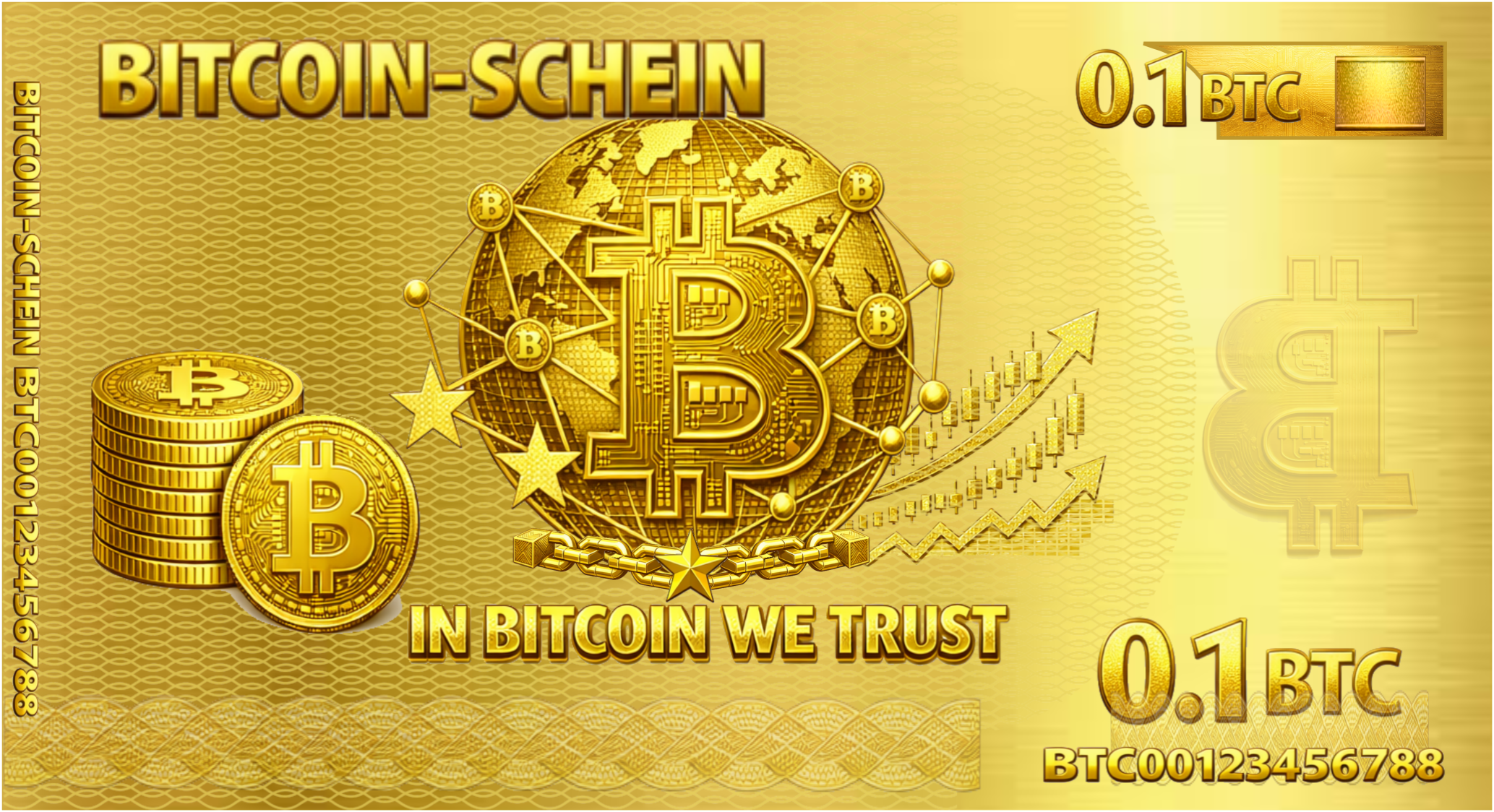 R ckseite des Null-Euro-Scheins: 0.1 BTC Schein