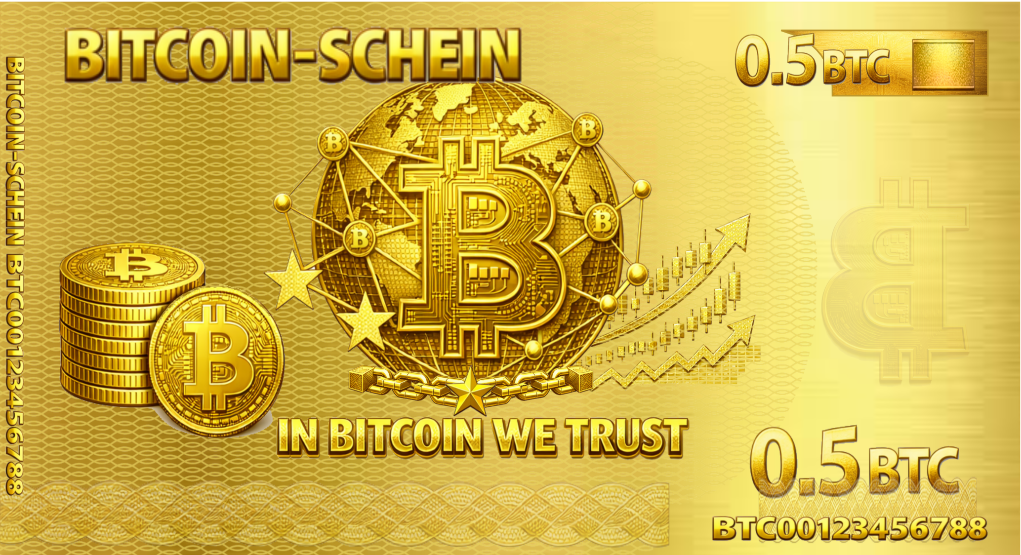 R ckseite des Null-Euro-Scheins: 0.5 BTC Schein