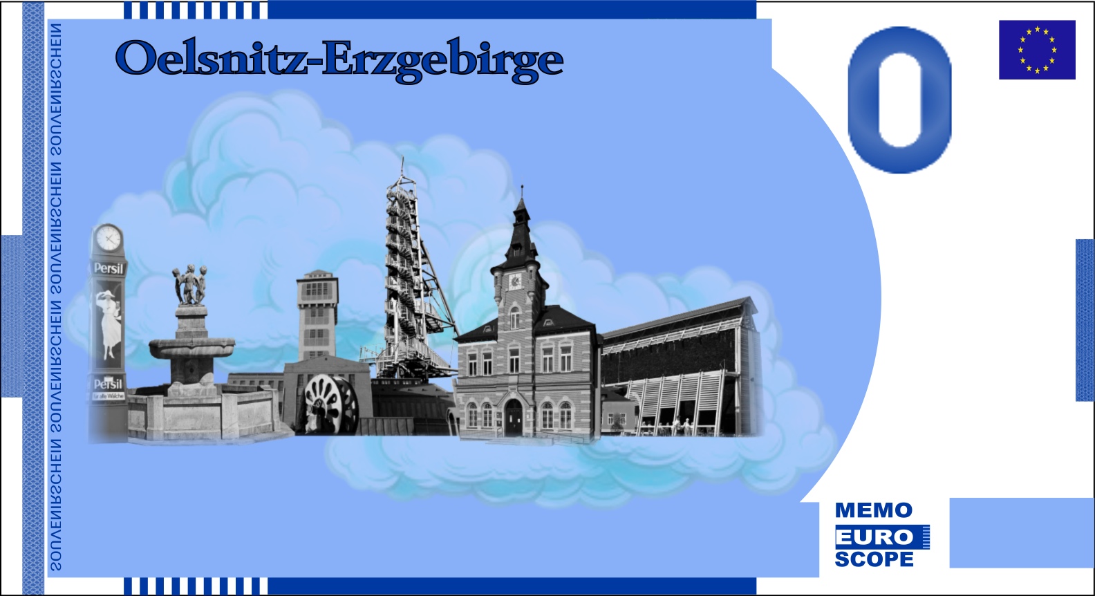Rckseite des Null-Euro-Scheins: Oelsnitz/Erzgebirge Blau