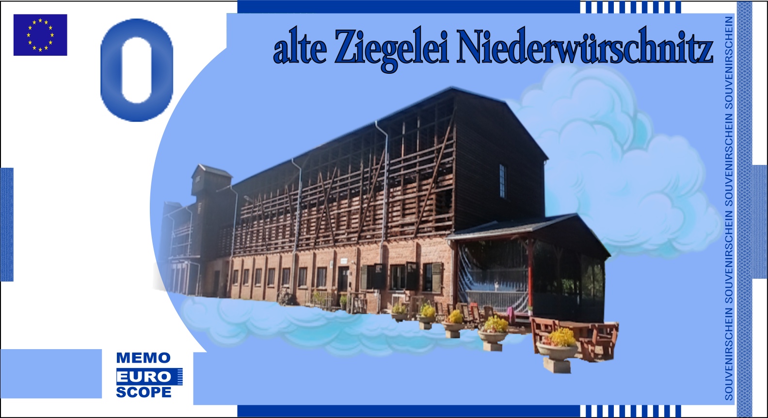 Vorderseite des Null-Euro-Scheins: AlteZiegeleiNiederwürschnitzBlau