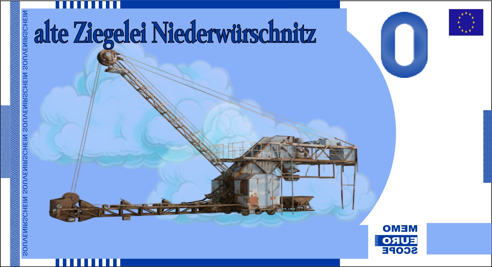 Rckseite des Null-Euro-Scheins: AlteZiegeleiNiederwürschnitzBlau