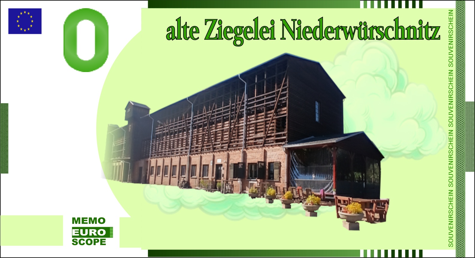 Vorderseite des Null-Euro-Scheins: AlteZiegeleiNiederwürschnitzGrün