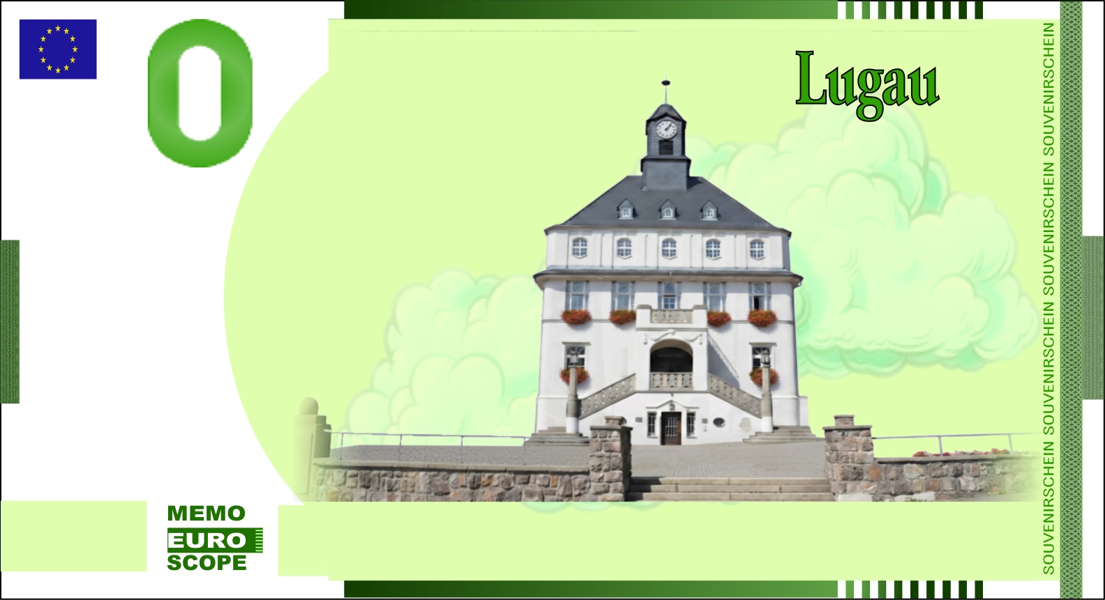 Vorderseite des Null-Euro-Scheins: LugauGrün