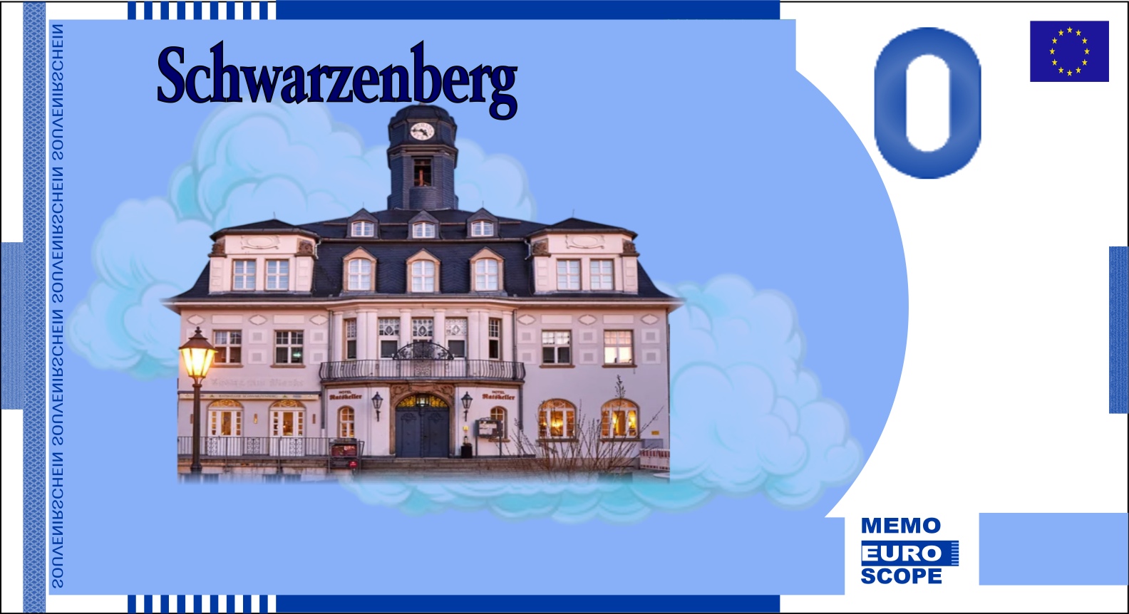 Rckseite des Null-Euro-Scheins: SchwarzenbergBlau