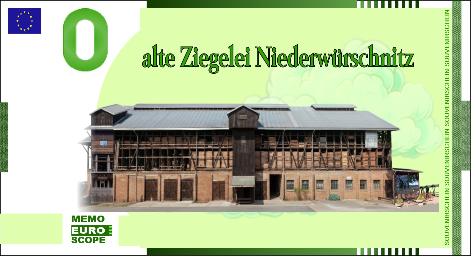 Vorderseite des Null-Euro-Scheins: AlteZiegeleiNiederwürschnitzGrün NEU